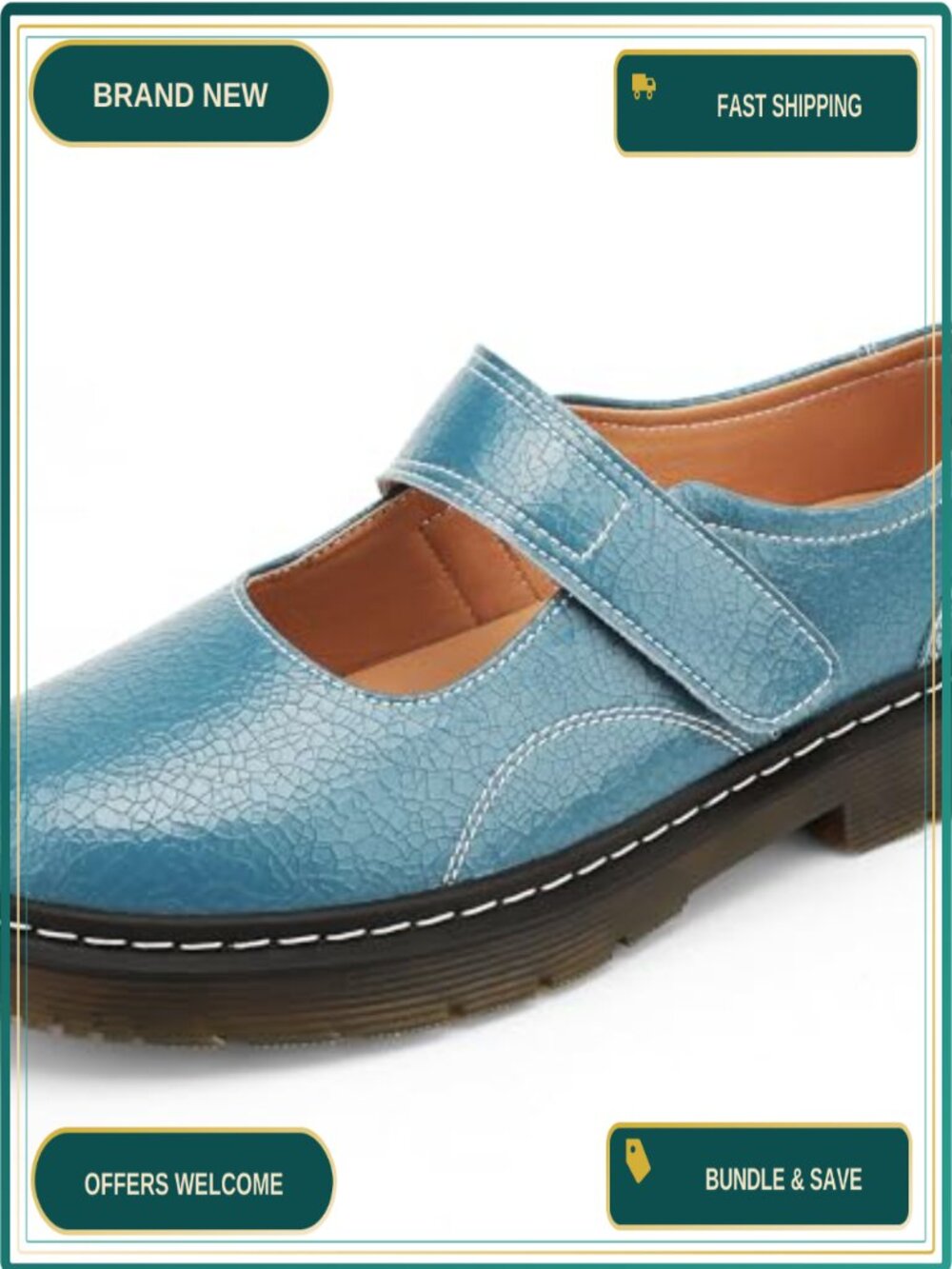 Women's Mary Jane Flats Genuine Leather Memory Foam Slip Resistant Casual Shoes - Picture 3 of 5